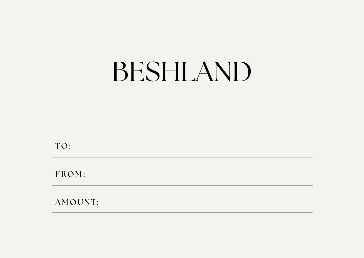 BESHLAND Gift Card BESHLAND